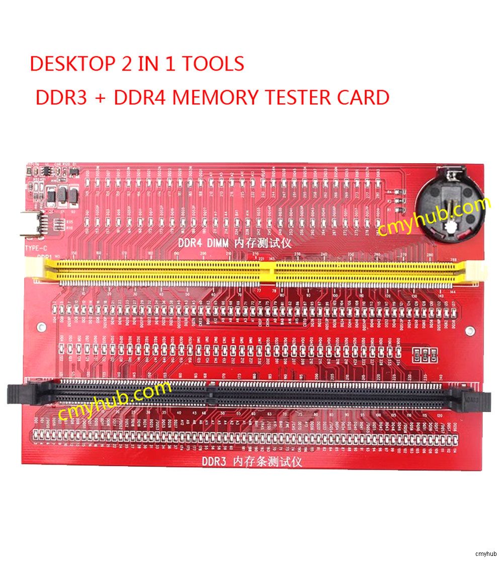 2In1 Repair Desktop Computer Mainboard DDR3 & DDR4 RAM Memory Socket Diagnostic Analyzer Tester Card Fake Load with LED
