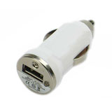 USB Car USB Adapter Charger DC 12-24V White USB Output 5V 1A