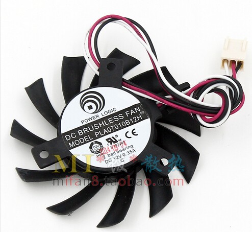 Kontron Power Logic PLA07010B12H DC12V 0.35A 65mm 40mm 3Pin Graphics Card Cooling Fan