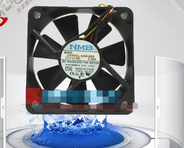 NMB 2406GL-04W-B59 T54 DC12V 0.26A 6015 6CM 60mm 60*60*15mm 3Wire 3Pin Cooling Fan