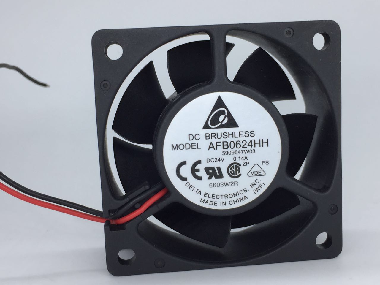 Delta AFB0624HH DC24V 0.14A 6025 6CM 60mm 60x60x25mm 2Pin 2Wire Cooling Fan