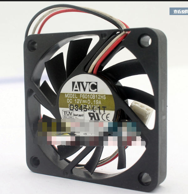 AVC F6010B12HS 6010 6CM 60mm 60x60x10mm DC12V 0.19A 3Pin 3Wire Cooling Fan