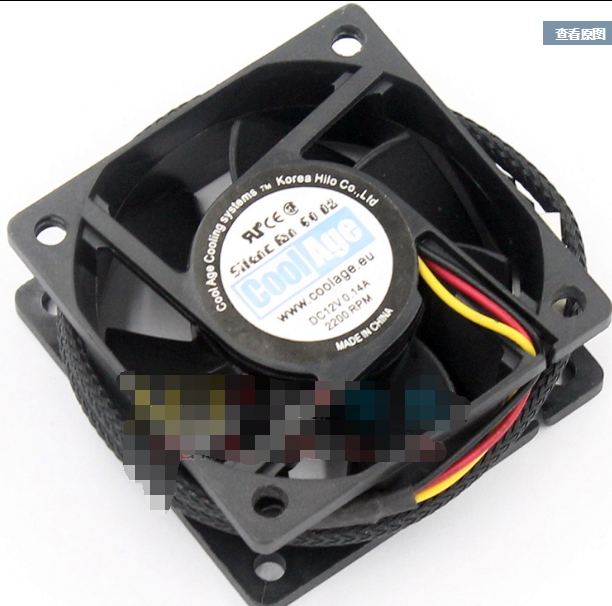 CoolAge DC12V 0.14A 2200 RPM MONEUAL 6025 6CM 60MM 60x60x25mm 3Pin 3Wire Cooling Fan
