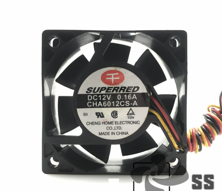 SUPERRED CHA6012CS DC12V 0.16A 6025 6CM 60mm 60x60x25mm 3Wire 3Pin Cooling Fan