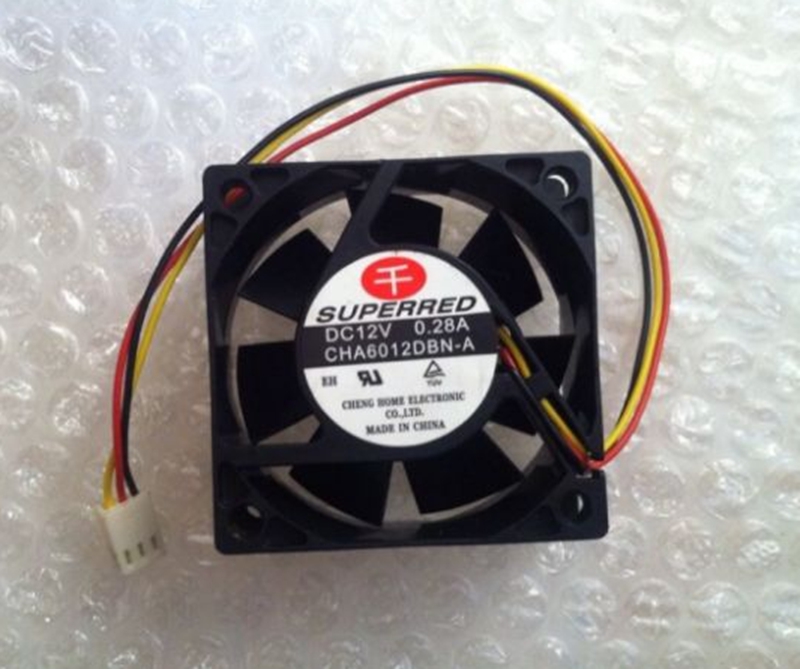 SUPERRED CHA6012DBN-A DC12V 0.28A 6025 6CM 60mm 60x60x25mm 3Wire 3Pin Cooling Fan