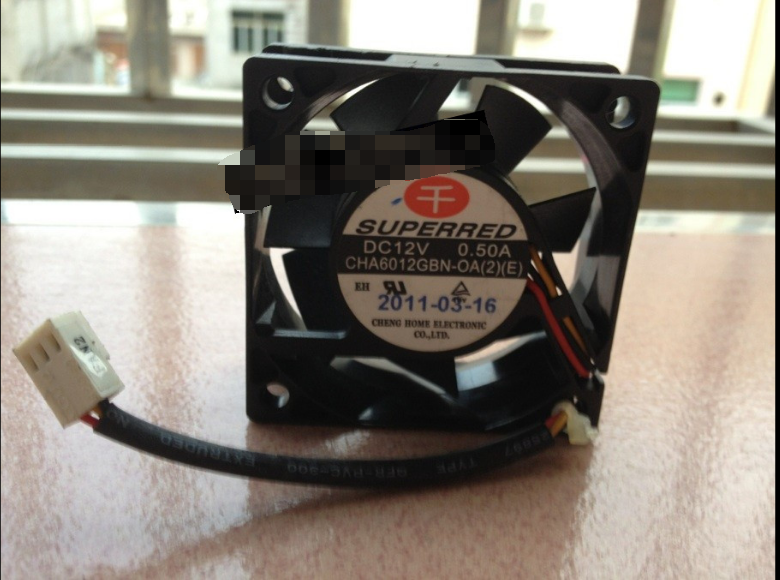 SUPERRED 6025CHA6012GBN-0A(2)(E) 6025 6CM 60mm 60x60x25mm DC12V 0.50A 3Wire 3Pin Cooling Fan