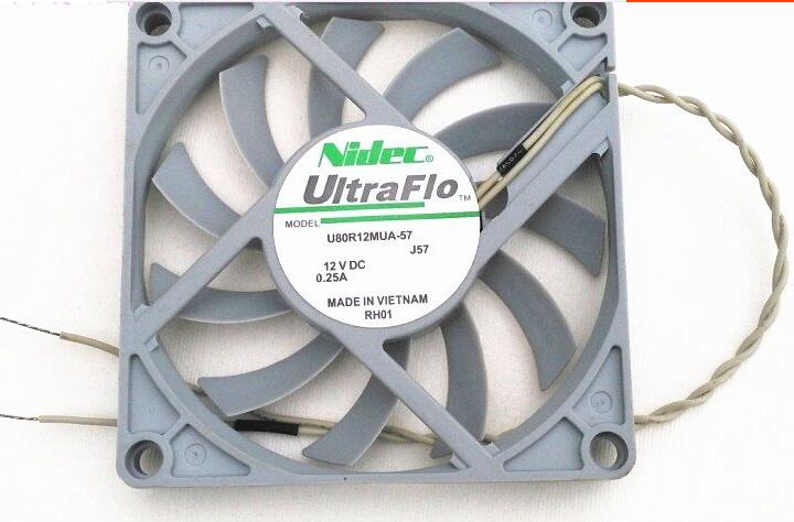 New Nidec U80R12MUA-57 J57 12VDC 0.25A 8010 8cm 80mm 80x80x10 mm 2Wire Cooling Fan