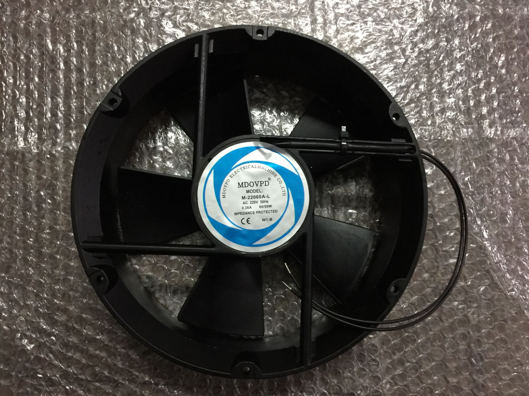 MDOVPD M-22060A-L 220/240V 50HZ 0.38A 60/65W 2Wire 2Pin Cooling Fan