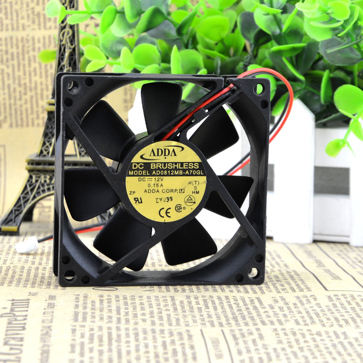 ADDA AD0812MB-A70GL T DC12V 0.15A 8025 8CM 80MM 80*80*25MM 2Pin 2Wire Cooling Fan