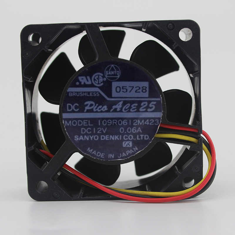 Sanyo 109R0612M423 6025 60MM 6CM 60*60*25mm DC12V 0.06A 3Pin 3Wire Cooling Fan