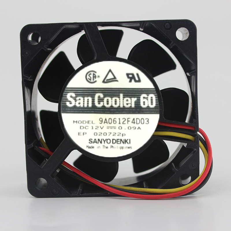 SANYO 9A0612F4D03 6025 6CM 60MM 60*60*25MM DC12V 0.09A 3Pin 3Wire Cooling Fan