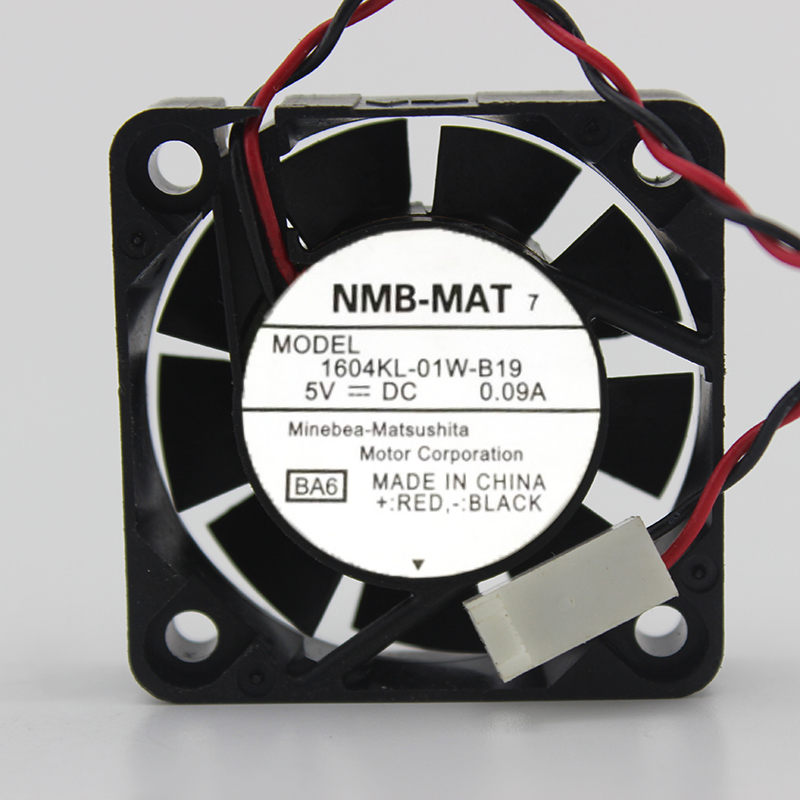 NMB-MAT 1604KL-01W-B19 DC5V 0.09A 4010 4CM 40MM 40*40*10MM 2Wire 2Pin Cooling Fan