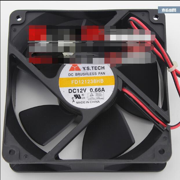 Y.S.TECH FD121238HB DC12A 0.66A 12038 12CM 120MM 120*120*38MM 2Wire 2Pin Cooling Fan