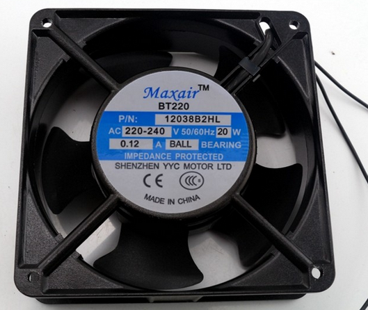 Maxair BT12038B2HL BT12038B2X AC220-240V 50/60HZ 12038 12CM 120MM 120*120*38MM 20W 0.12V 2Wire Cooling Fan