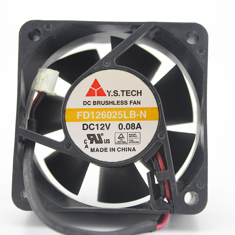 Y.S.TECH FD126025LB-N DC12V 0.08A 6025 6CM 60MM 60*60*25MM 2Wire 2Pin Cooling Fan