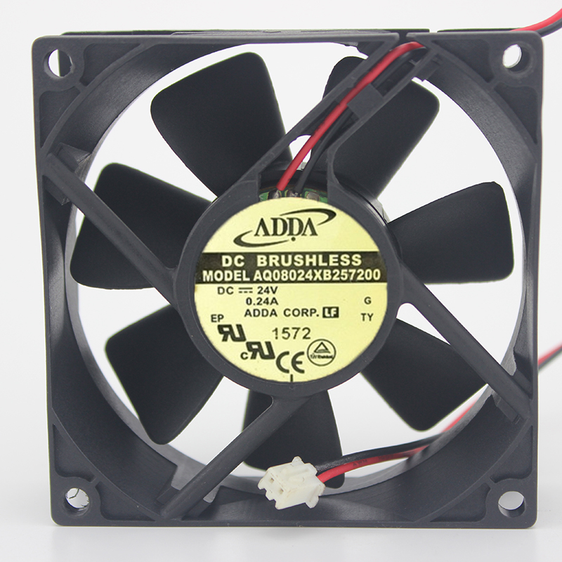 ADDA AQ08024XB257200 DC24V 0.24A 8025 8CM 80MM 80*80*25MM 2Pin 2Wire Cooling Fan