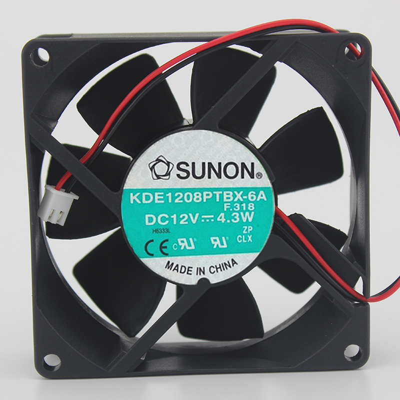 SUNON KDE1208PTBX-6A F318 DC12V 4.3W 8025 8cm 80MM 80*80*25mm 2Wire 2Pin Cooling Fan