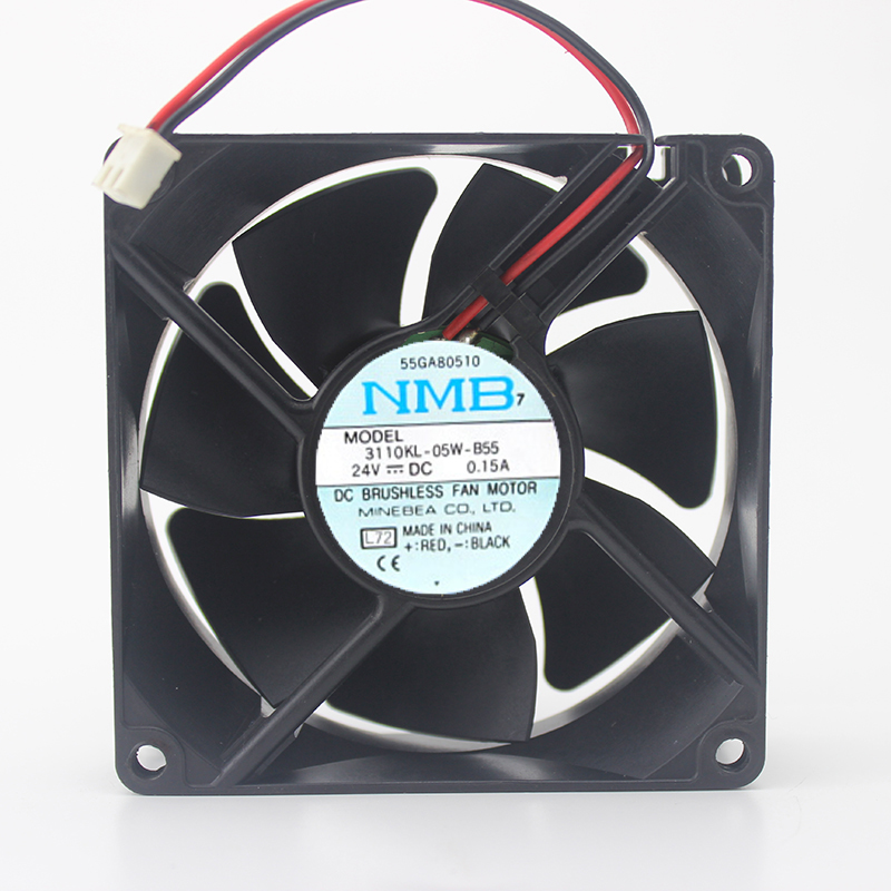 NMB 3110KL-05W-B55 DC24V 0.15A 8025 8CM 80mm 80*80*25mm 2Wire 2Pin Cooling Fan