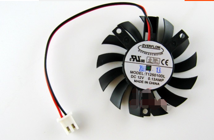 Gigabyte Everflow GT210 G210 GT520 GS6 GT610 T125010DL 45x45x10mm DC12V 0.13A 2Wire 2Pin Car Cooling Fan