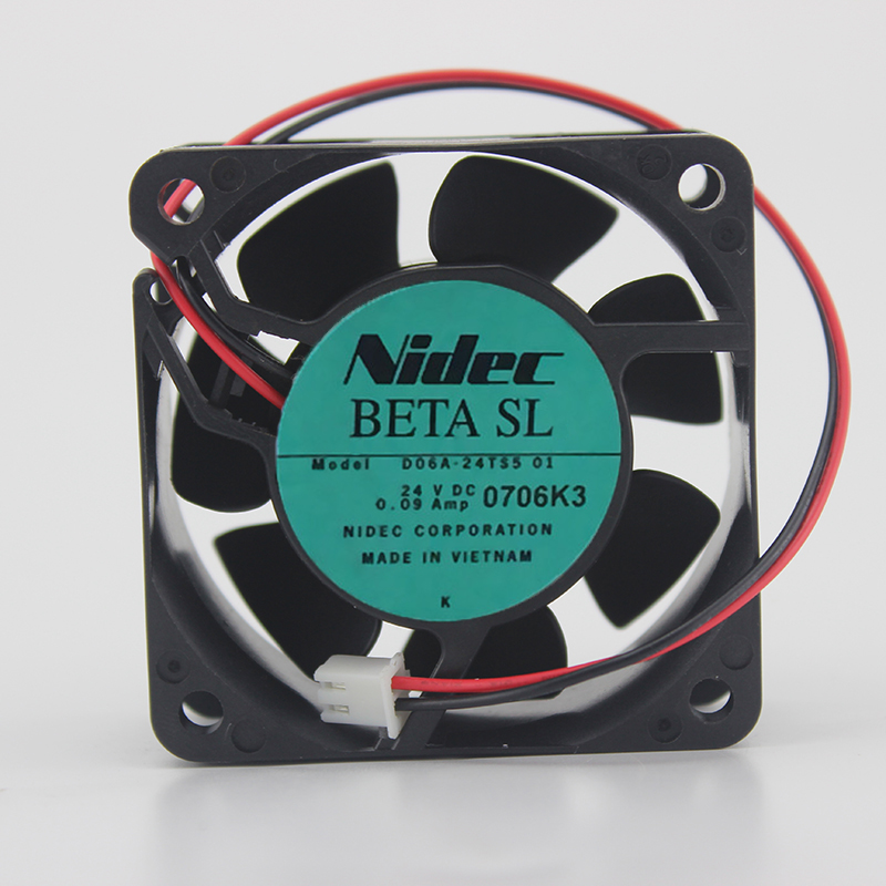 Nidec D06A-24TS5 01 DC24V 0.09A 6025 6CM 60mm 60*60*25mm 2Wire 2Pin Cooling Fan