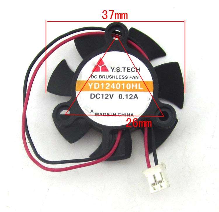 Y.S TECH YD124010HL YD124010HS DC12V 26mm 37x37x10mm 37*37*10mm 2Pin Video Graphics Card Cooling Fan