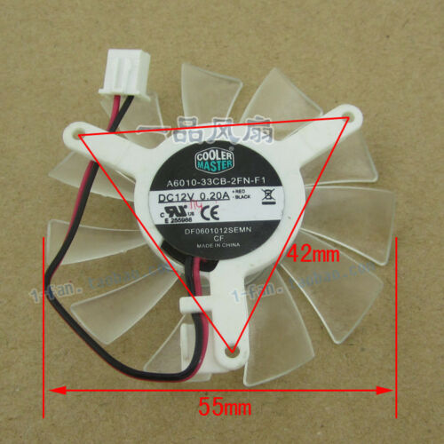 XFX 8600 7600 GT220 GT200 8500 Cooler Master A6010-33CB-2FN-F1 DC12V 55mm 43mm 55x55x10mm Graphics Card Cooling Fan