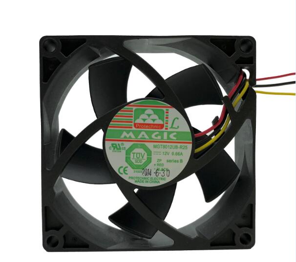 Protechnic MAGIC MGT8012UB-R25 DC12V 0.66A 80*80*25mm 80x80x25mm 80mm 8CM 8025 3Pin Cooling Fan