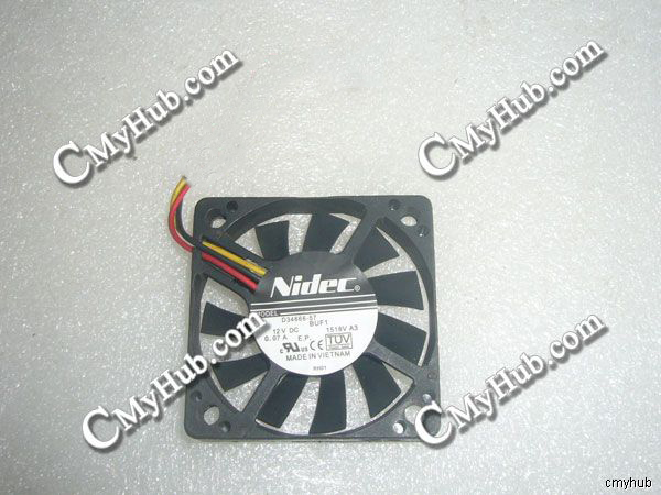 Nidec D34666-57 BUF1 DC12V 0.07A 5CM 50mm 50x50x10mm 3wire Buffalo SOHO NAS Cooling Fan without interface